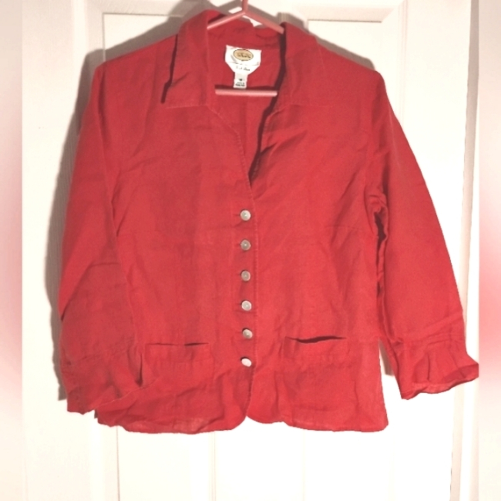 Irish Linen Talbots Shacket Red